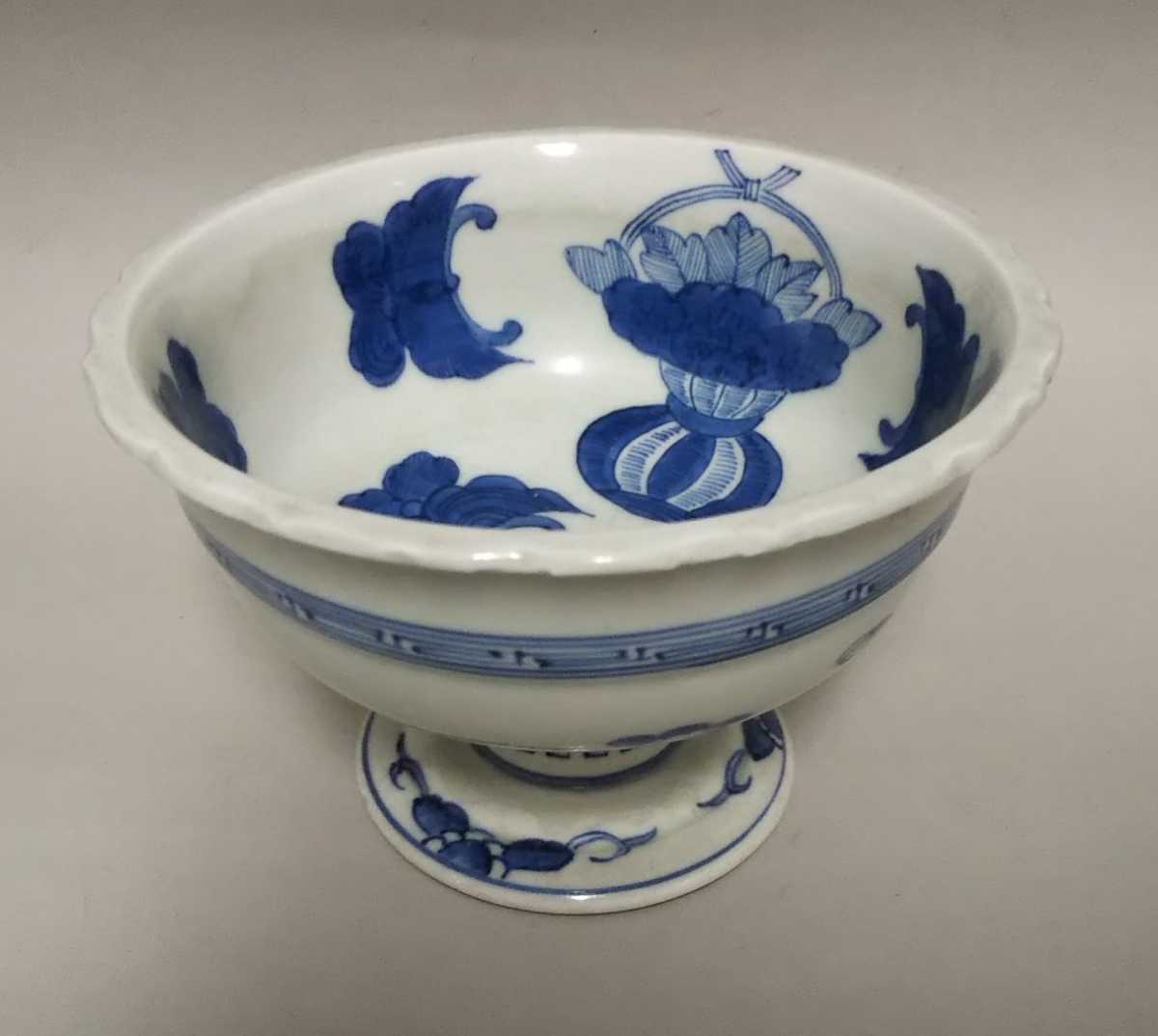 古伊万里 極彩色 蓋茶碗 四客 A 11.5〜12㎝ 東S8-0411①