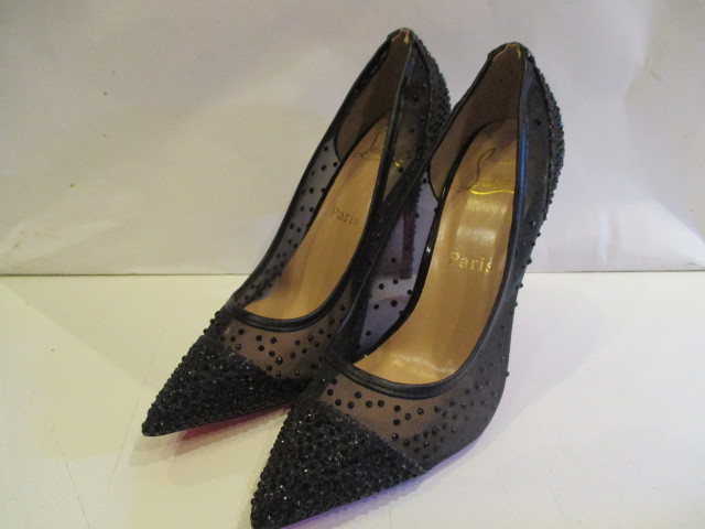 美品◇Christian Louboutin(クリスチャンルブタン)◇シースルーミニスタッズ ハイヒール