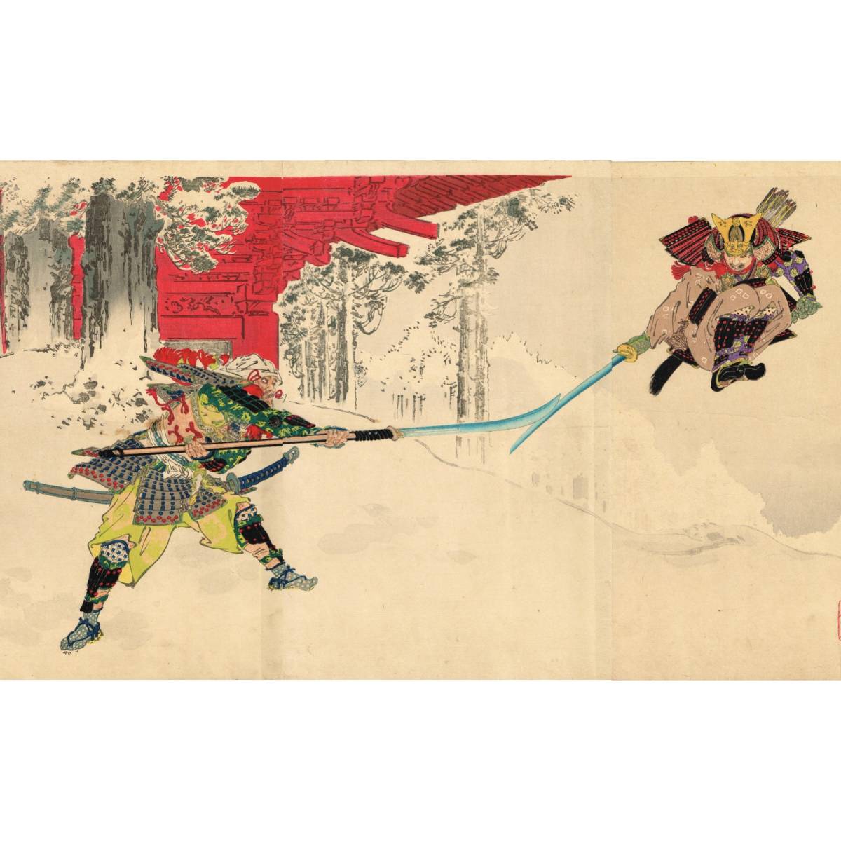 j8☆N 浮世絵 版画 (44) 一勇齊國芳画（国芳） 「毛谷村六助 仇討の図