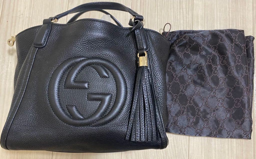 GUCCI ブラック レザー クラッチバッグ ☆ グッチ/GUCCI ☆ 美品 本物保証！ バッグ ソーホー セラリウス