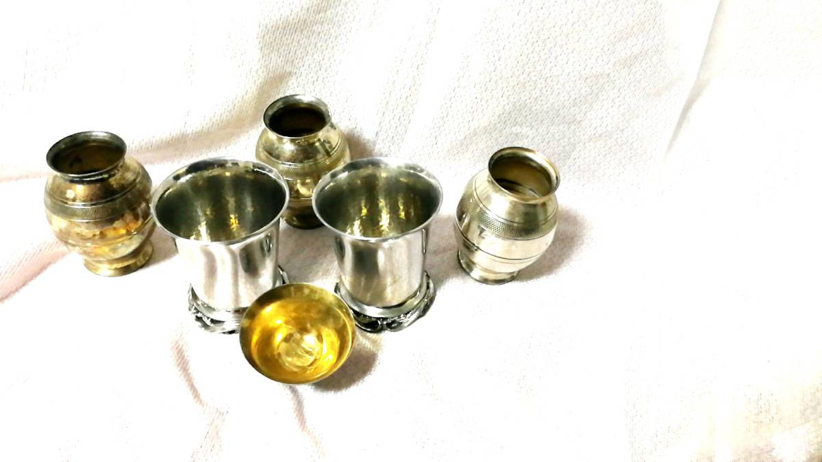 銀製　まとめて盃 218g ☆銀製品☆ 439g ☆ まとめて ☆ 銀杯 色々6杯 ☆ 刻印在銘も無い