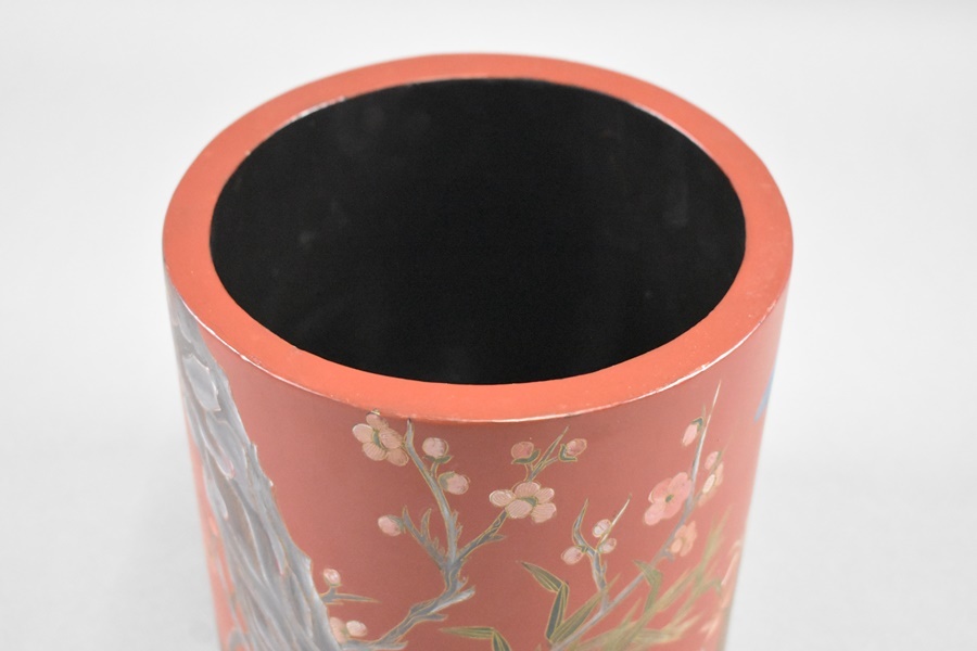 書道筆 老紅酸枝木梅蘭竹菊筆筒 筆入 古文房具