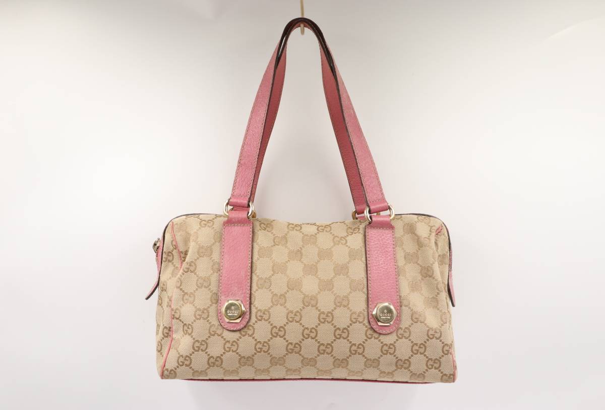 ☆GUCCI グッチ GGキャンバス ミニボストンバッグ ハンドバッグ