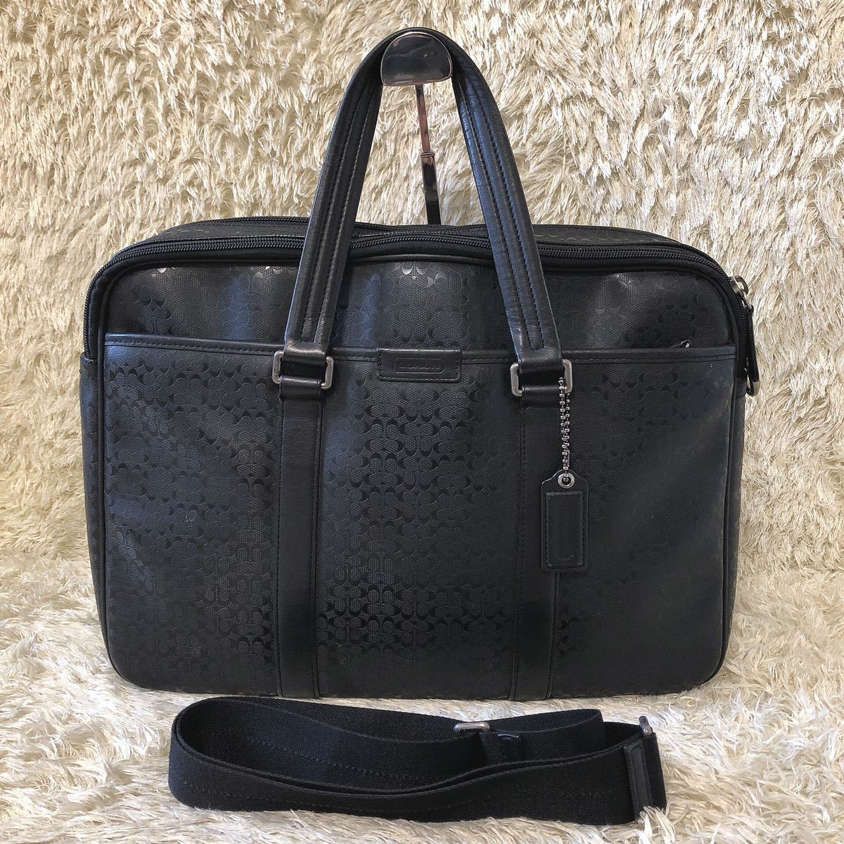 1円スタート☆ ほぼ未使用 COACH コーチ ビジネスバッグ シグネチャー 
