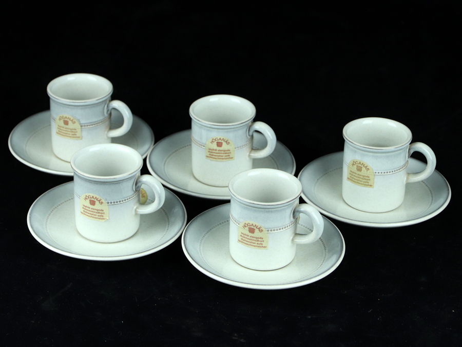 魁】HOGANAS KERAMIK ホガナス savoy カップ＆ソーサー 5客セット 北欧