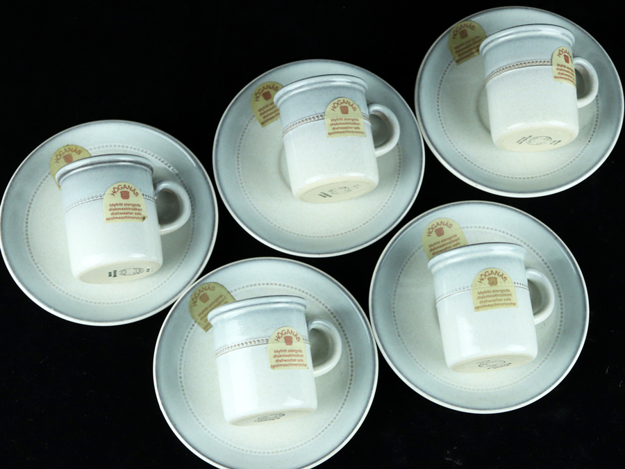 魁】HOGANAS KERAMIK ホガナス savoy カップ＆ソーサー 5客セット 北欧