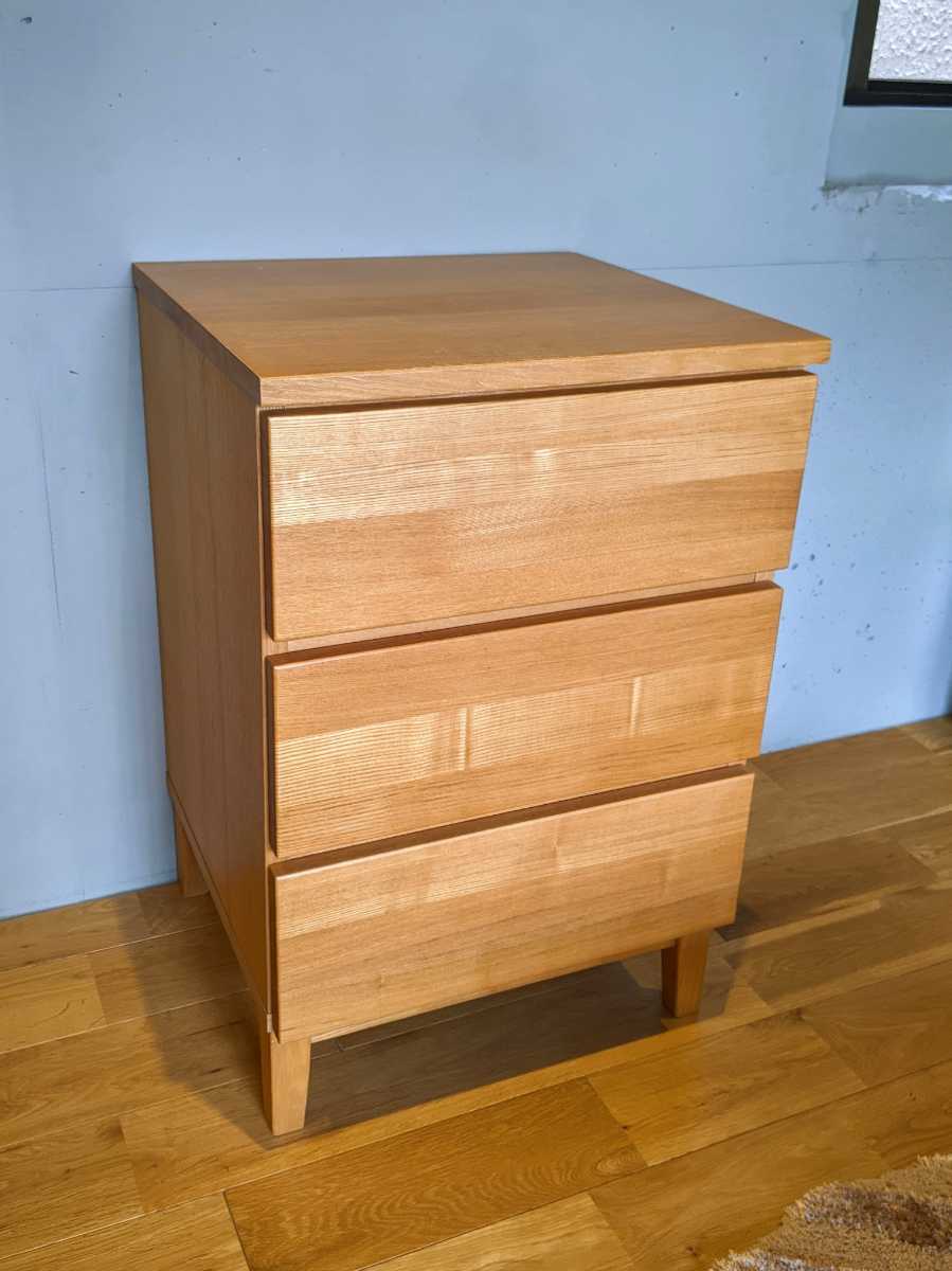 タモ材 | 無印良品⁄MUJI 無印良品 廃盤 ワイドチェスト 3段 中古 店頭 