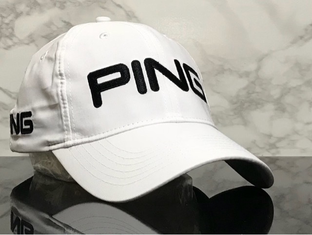【未使用品】107F 上品★PING ピン ゴルフ キャップ 帽子 CAP 限定１個！上品で高級感のあるホワイトの伸縮素材♪《FREEサイズ》渋野日向子