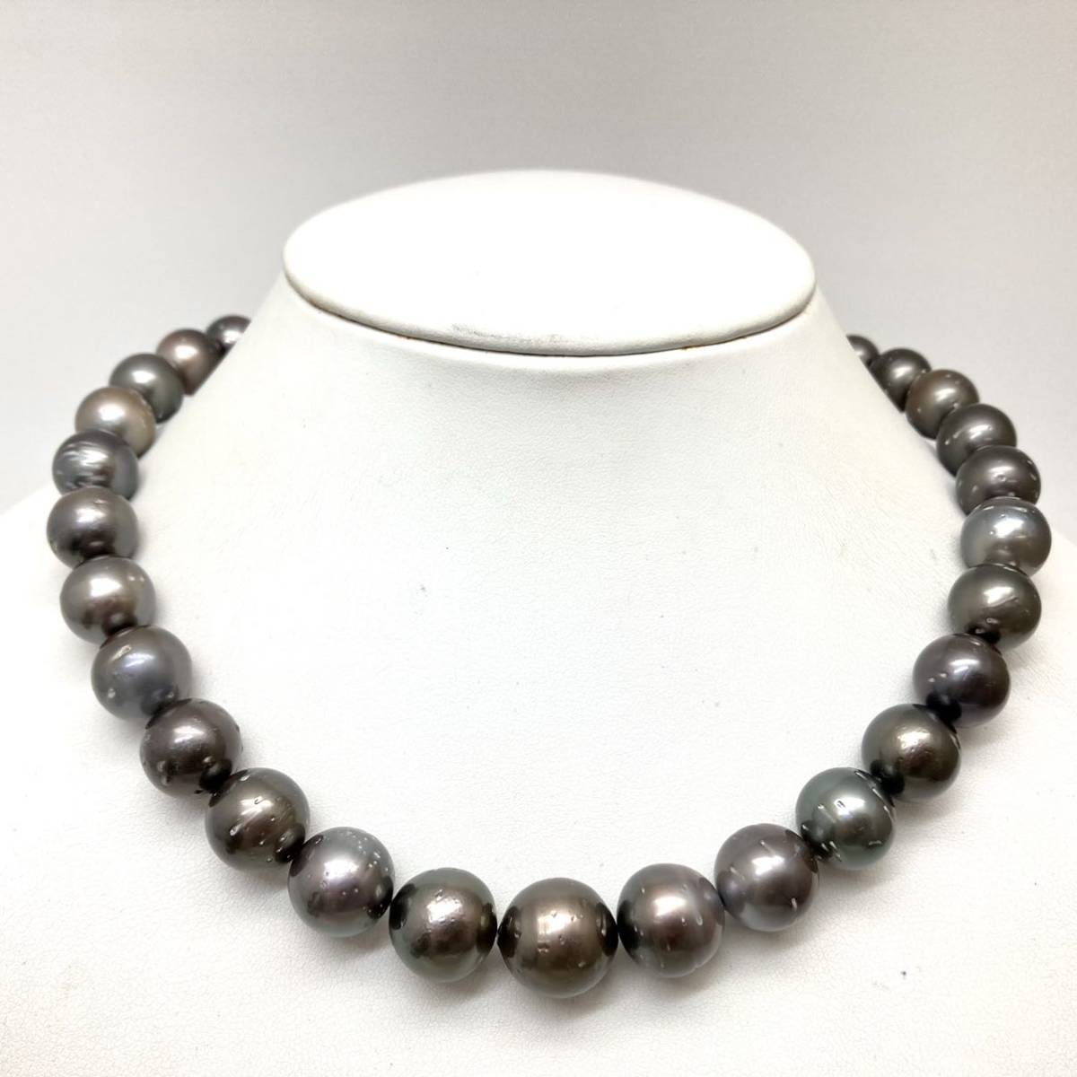 □南洋黒蝶真珠ネックレス□重量約97.5g 約11-14.5mm パール black 