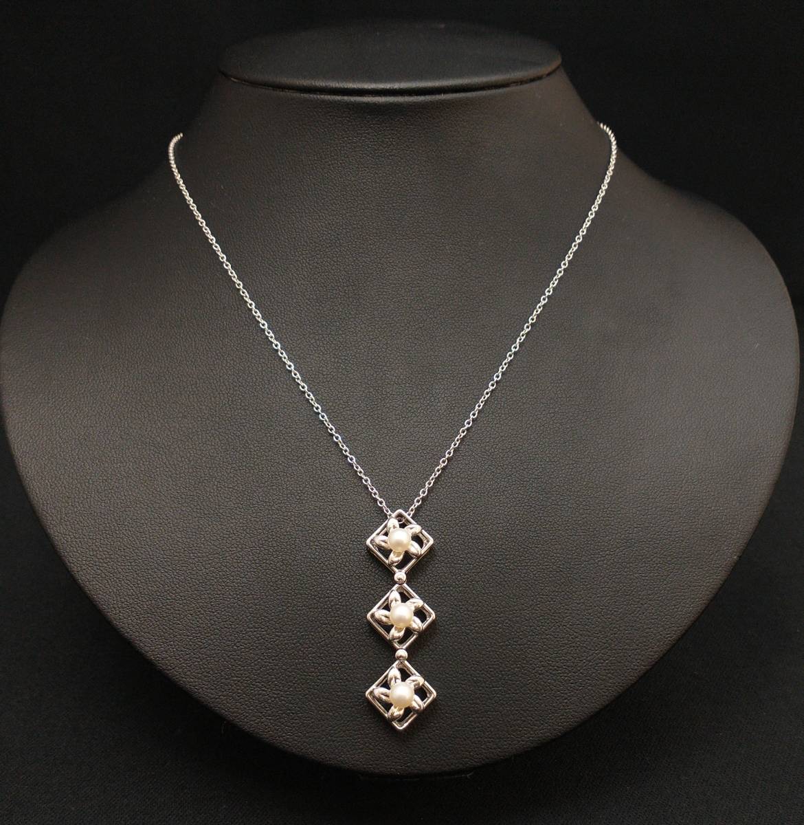 田崎真珠 TASAKI SINJU パール ネックレス シルバー SV 38+4cm 3連 