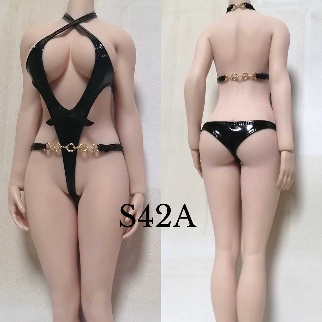 ★S42A★エナメル★黒★コスチューム★ボンテージ★1/6スケール 超柔軟性シームレス女性素体用★。.:* ファイセン☆戦闘系 nagika