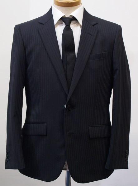 ◇処分秋冬AB7-T175-185-W90黒ブラックドビーストライプ/細身ノータック2ボタンスリムスーツビジネス新品即決ABLL