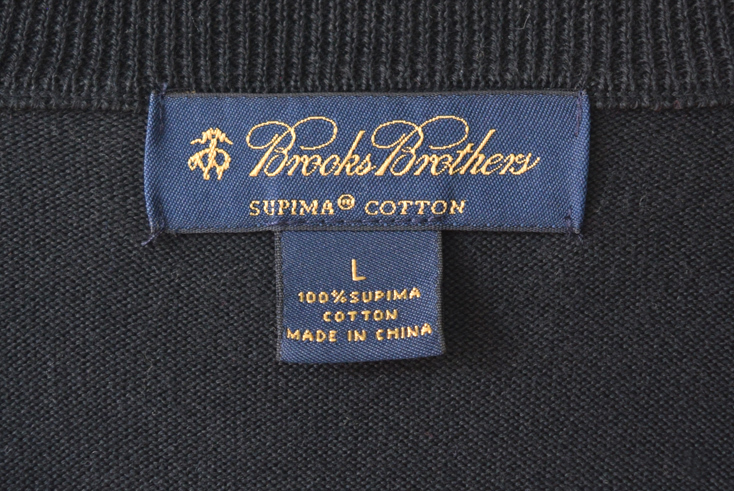 【送料無料】ブルックスブラザーズ スピマコットン Vネック セーター ブラック 黒色 メンズL BROOKS BROTHERS ニット アメカジ 古着 CH0651 スーピマコットン BROOKS | V BROTHERS(ブルックスブラザーズ) &frasl;