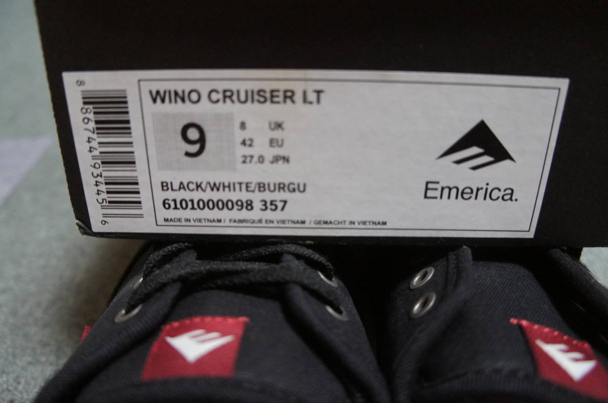Emerica Wino Cruiser | - LT Shoes CRUISER 0 WINO [エメリカ] 003(BLACK&frasl;BLACK&frasl;US8 26cm × Skate White&frasl;Grey