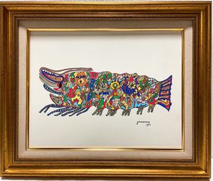 【F10】手描き油彩 ジミー大西（ゴジラ）未使用額 表裏にサイン有り 収集商品 F10】手描き油彩 ジミー大西（ゴジラ）未使用額 表裏にサイン有り 収集