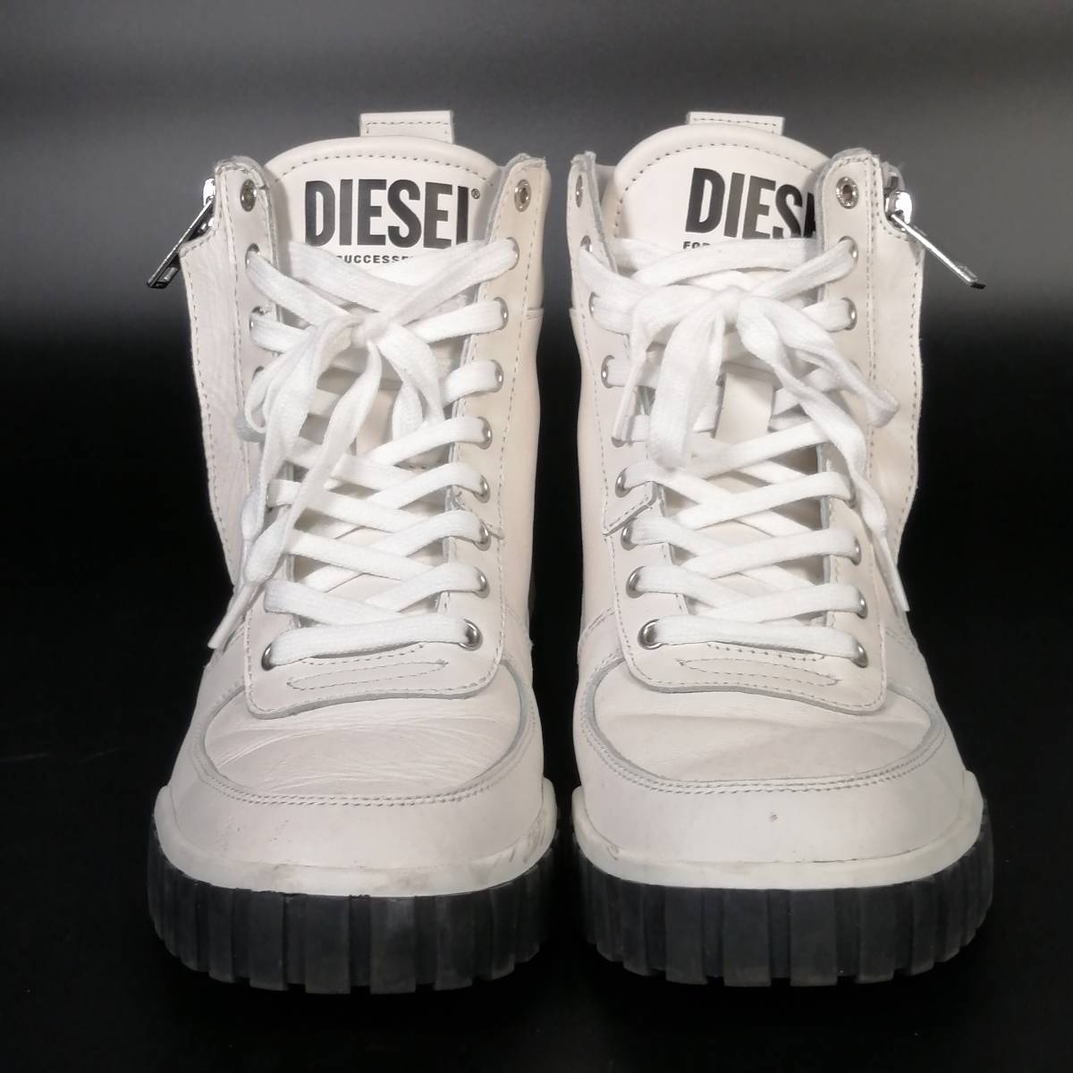 DIESEL ホワイト ハイカットスニーカー 26.5cm DIESEL ディーゼル 