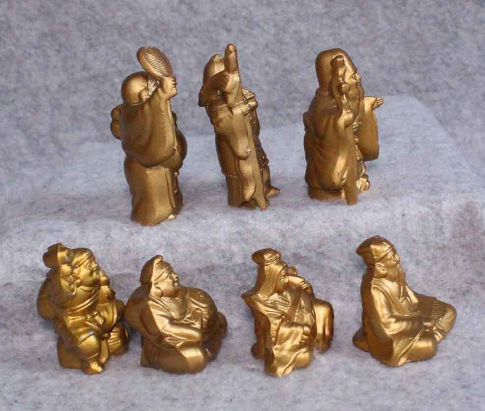 金属工芸☆置物 七福神像 金色福の神 非鉄 金属製 gold color 大黒天
