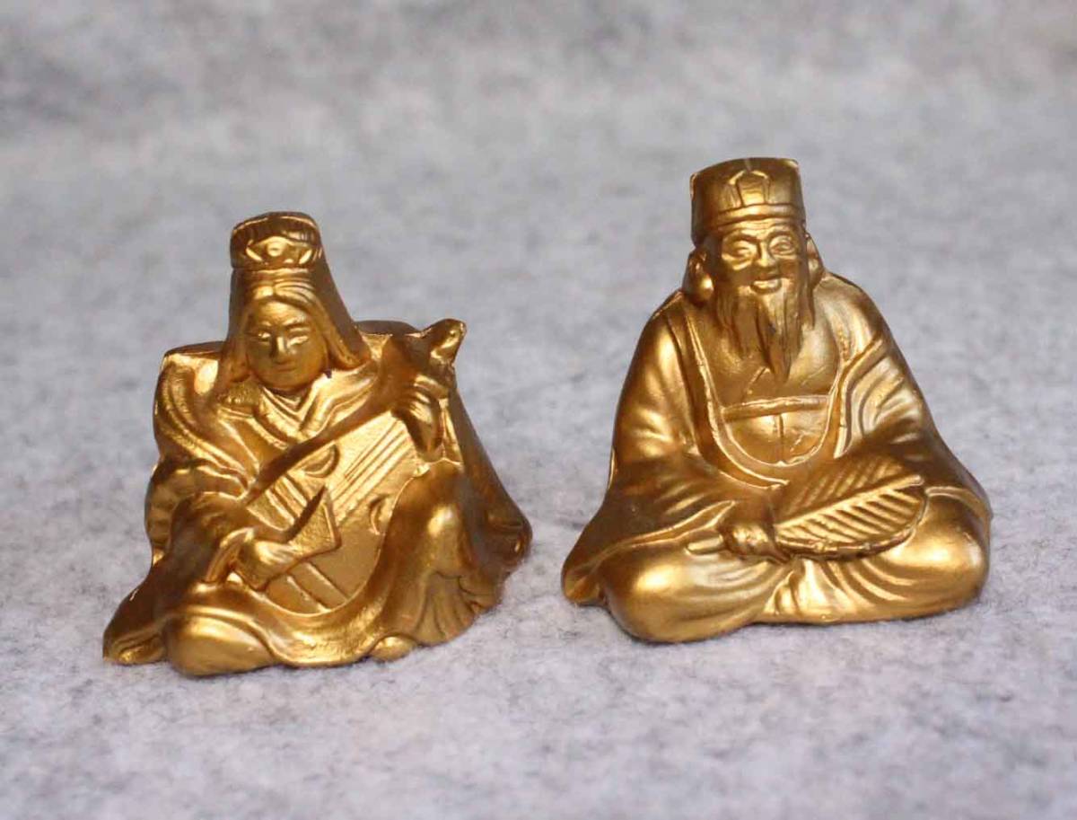 金属工芸☆置物 七福神像 金色福の神 非鉄 金属製 gold color 大黒天