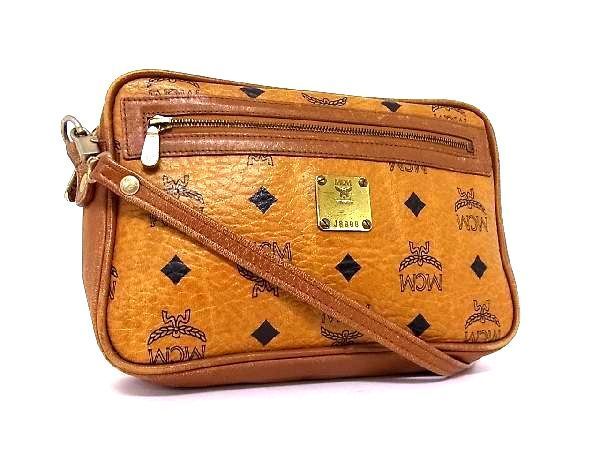1円 MCM エムシーエム モノグラム ヴィセトス柄 レザー ゴールド金具