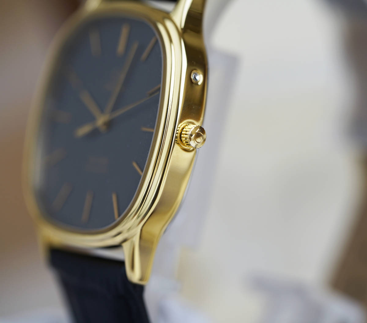 美品 オメガ デビル オーバル ゴールド ネイビー メンズ Omega - OMEGA 