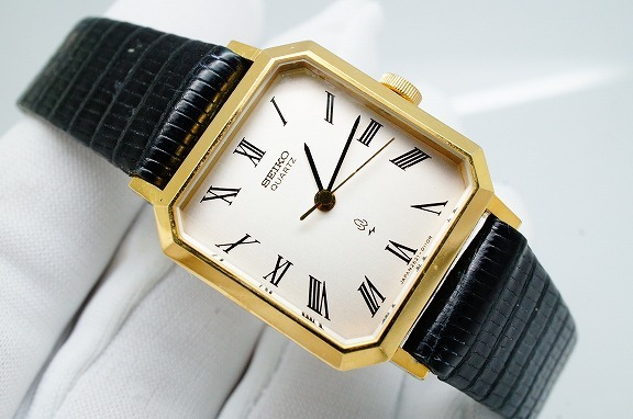 J143○作動良好 可愛い SEIKO セイコー 純正尾錠 金メッキ 全ローマン 