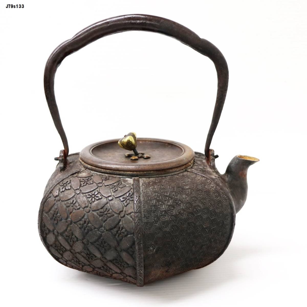 高品質，お得】 【夢工房】龍文堂 造 嵌銀提手 漢詩 波千鳥 地紋 長閑