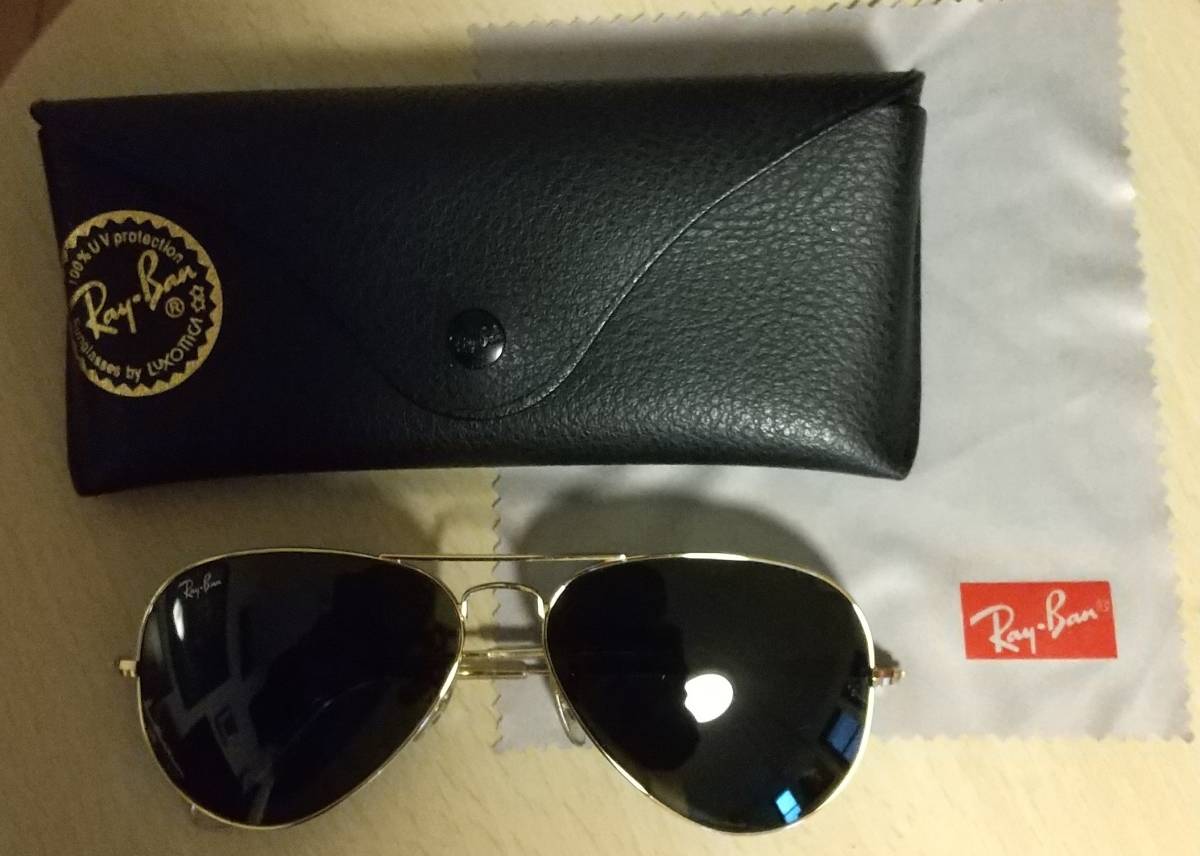 【本物保証，品質保証】 レイバン RAY BAN サングラス ゴールドフレーム(アビエーター)｜売買されたオークション情報、yahooの商品情報をアーカイブ公開 - オークファン サングラス