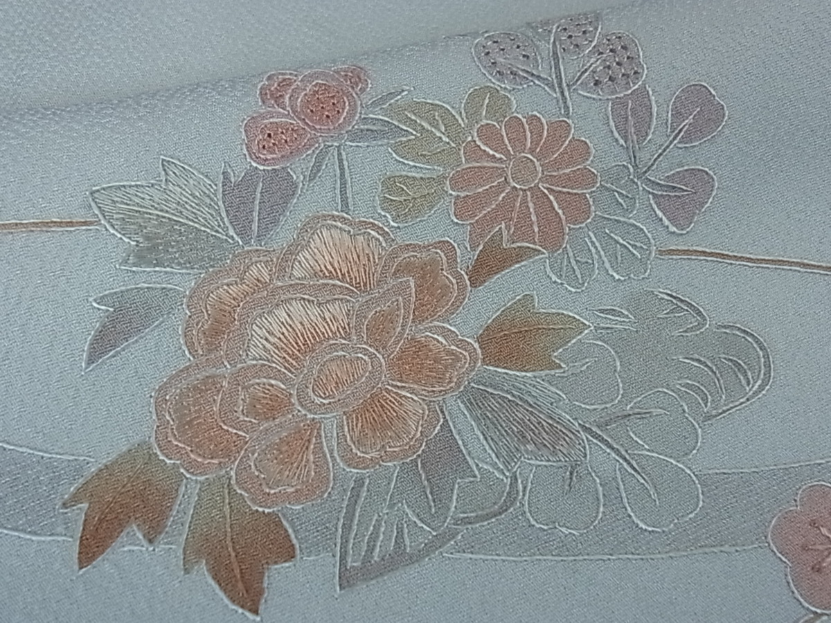 花美人着物■中国三大刺繍 スワトウ刺繍 汕頭刺繍 蘇州刺繍 訪問着 花車 逸品 eee3345 汕頭刺繍 スワトウ刺繍 中国三大刺繍 未使用 中国三 汕頭