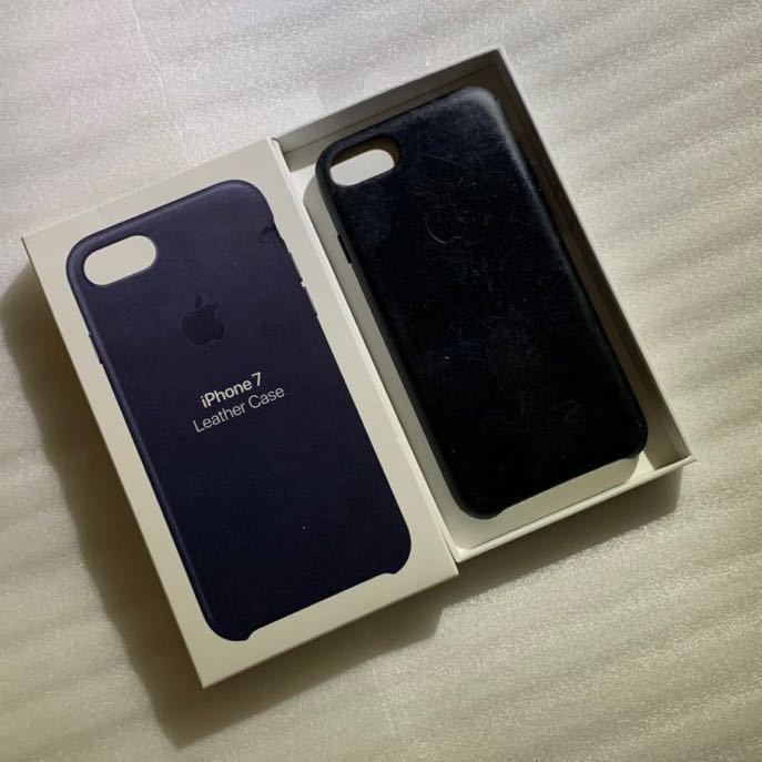 新品】純正iPhone 7 / 8 / SEレザーケース・ミッドナイトブルー②