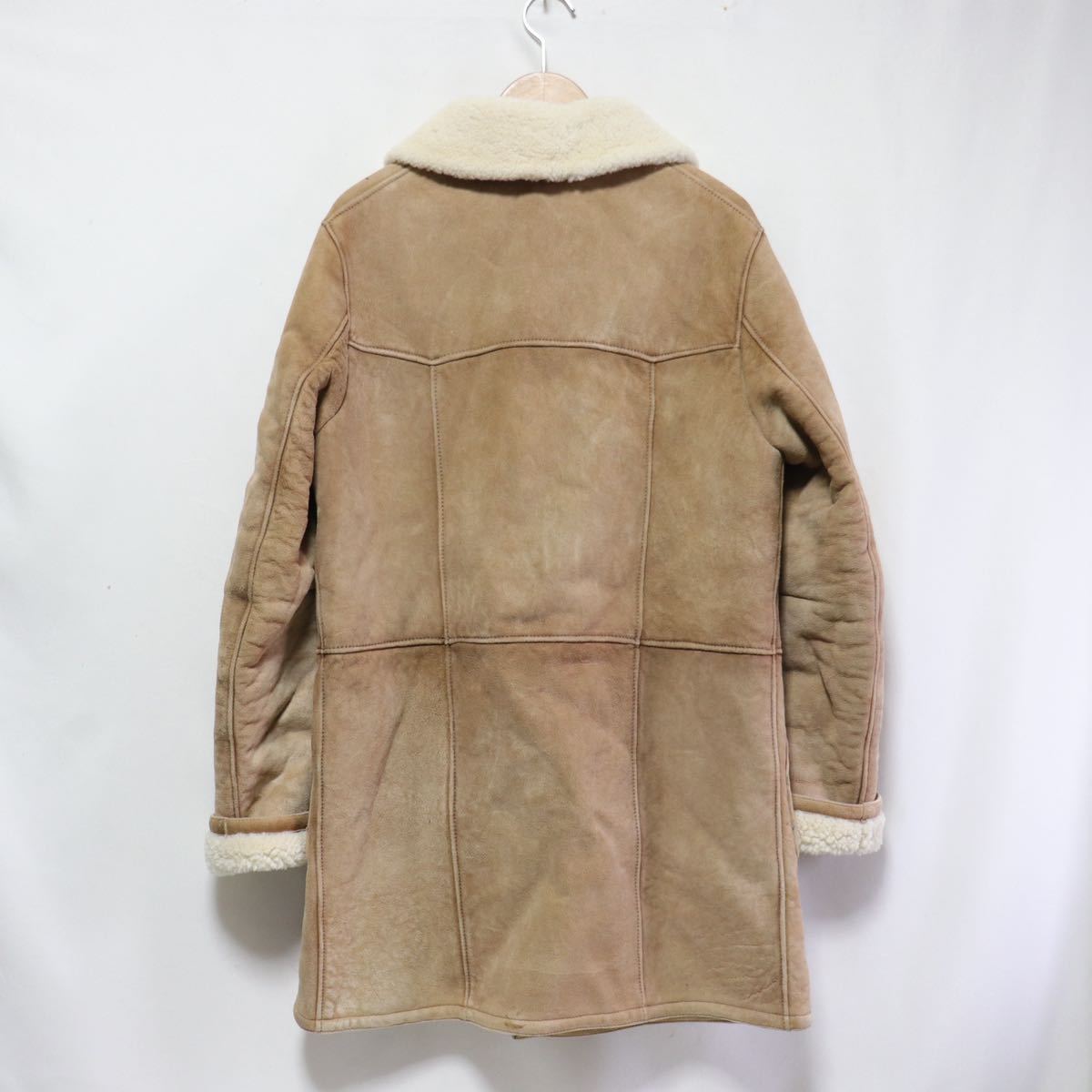 逸品【BALMAIN PARIS】ムートンコート 羊革 ラムスキン リアルムートン  