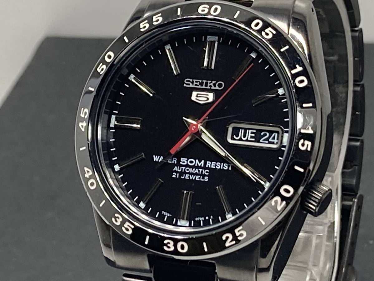 1円～稼働品 SEIKO/セイコー5 7S26-02T0 21石 裏スケ 自動巻き メンズ