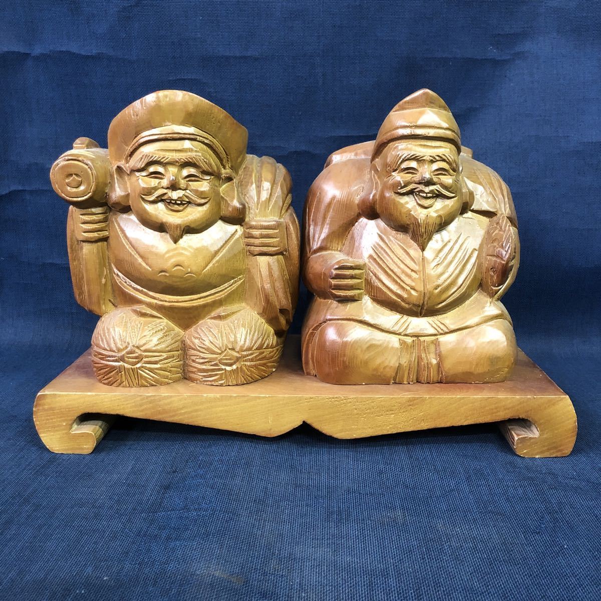 木彫 七福神 飾台付 木彫 七福神 飾台付