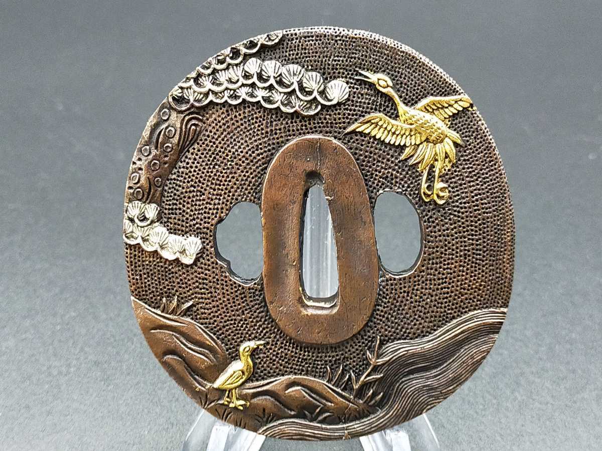 刀鍔 日本刀装具 細工 絵金銀 鍔 目貫 刀剣美術 刀譚 鎏金彩色 髑髏の