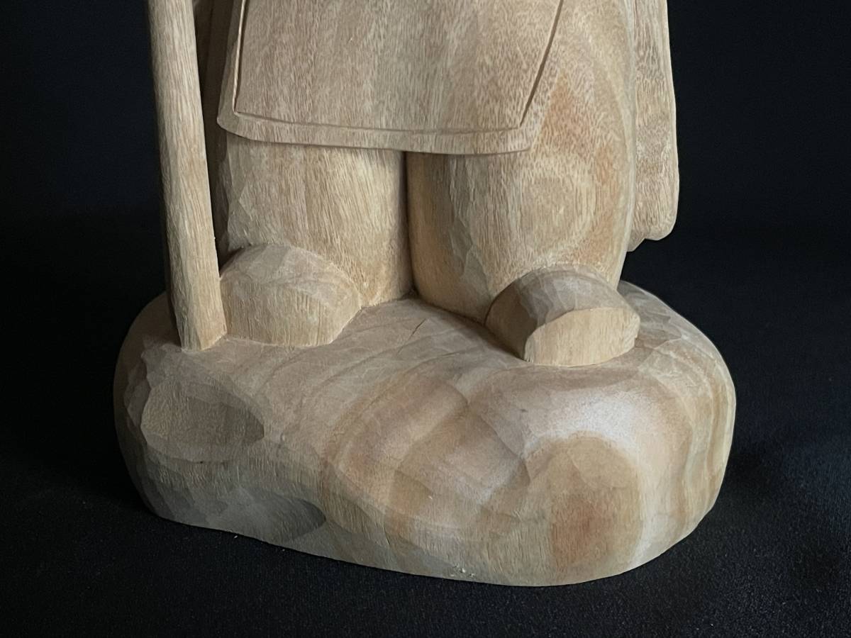 日本美術 【平櫛田中】作 白檀 毘沙門天像 木彫り 一刀彫 細密細工彫刻