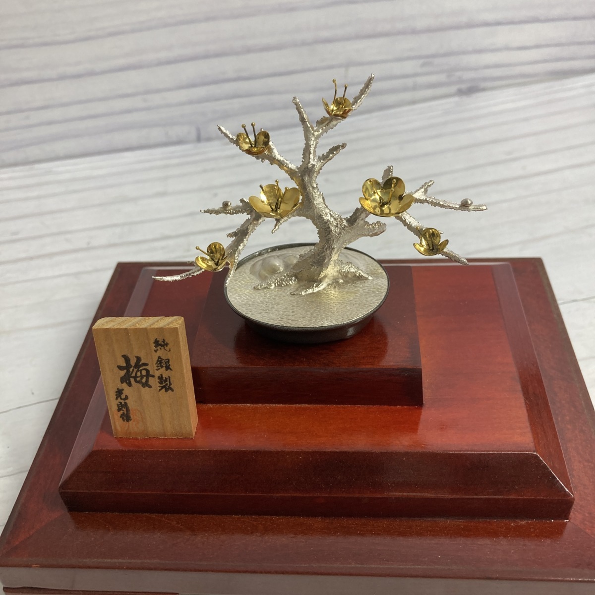 純銀製 置物 光則作 梅 ガラスケース付 Yahoo!オークション 光則 - 作 