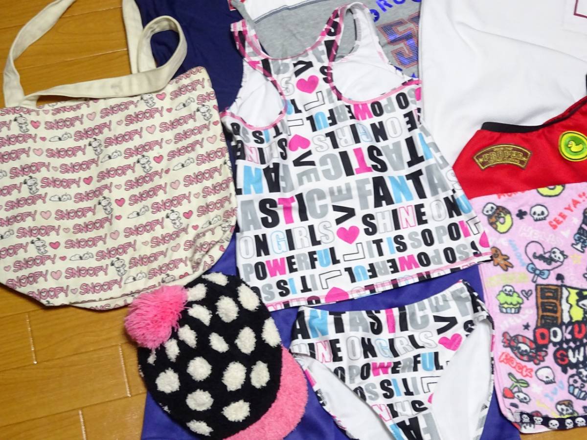 0068　エコ　女の子　タンス整理品　中学生　水着　服　バッグ　ショーツ　ブラ　くつ下　体操服　ハーフパンツ　等　21点 パンツ 制服 ECO 中学生JC 小柄中学生JC 部活
