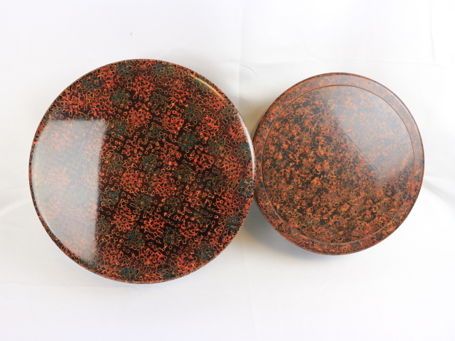 津軽塗 七々子塗 漆器まとめて 唐塗⁄七々子塗 重箱⁄硯箱⁄丸盆⁄菓子器