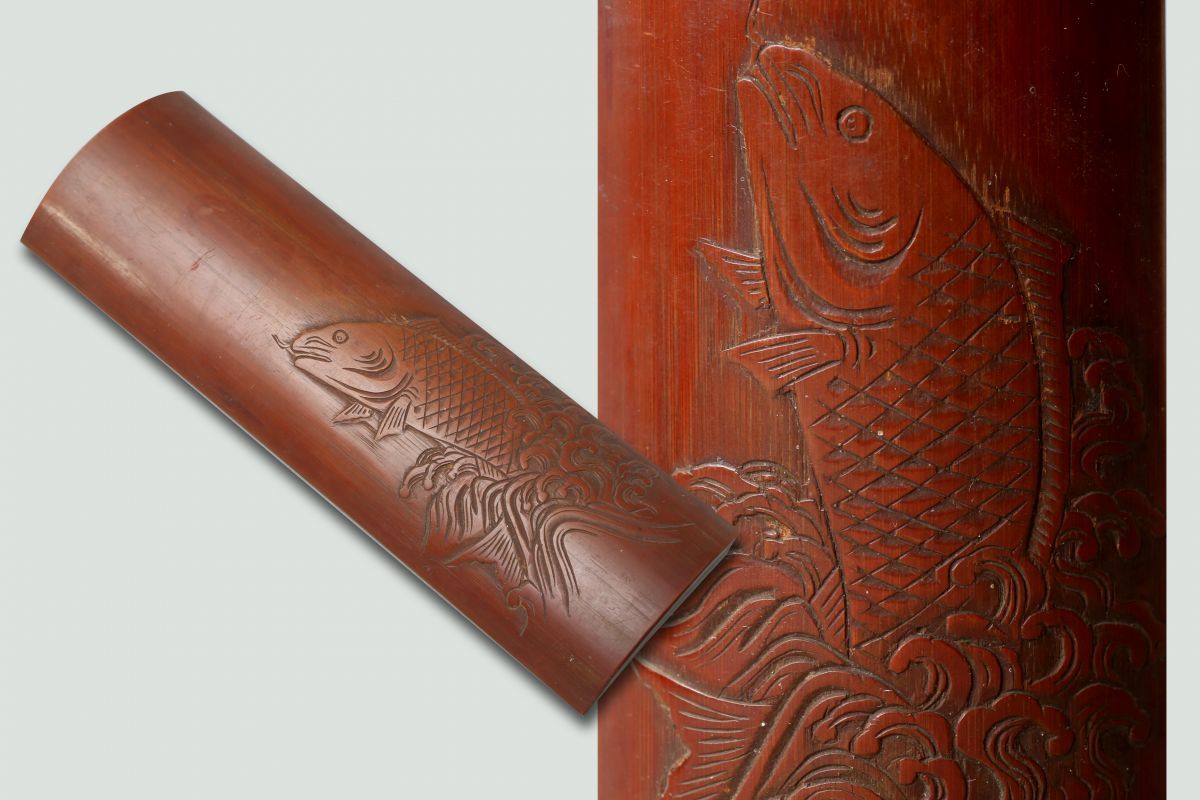 煎茶道具 古美術ささき 江戸–明治時代 入蘆花 全商品 竹彫金魚図