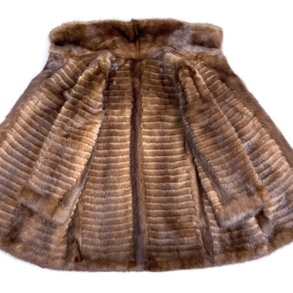 本毛皮コート ブラウンミンク◇リアルファー 極美品♪MINK 毛皮 MINK