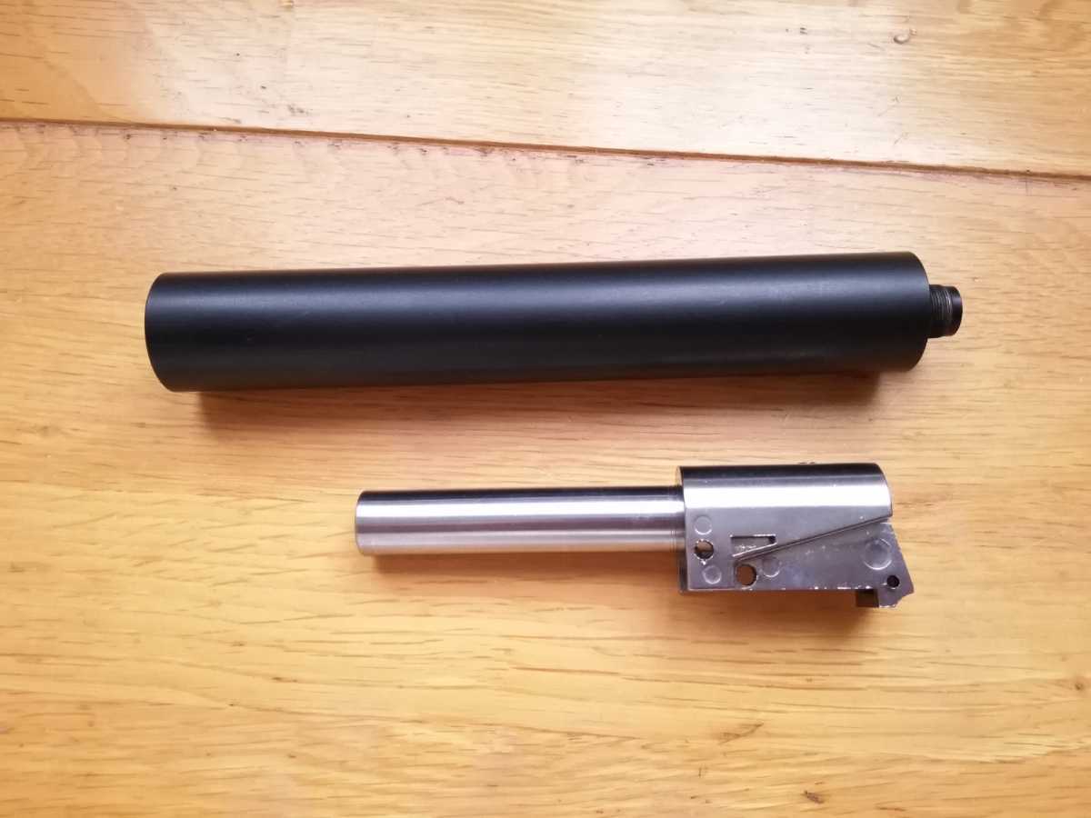 未使用 マルゼン ワルサーPPK⁄sGBB用ロングサイレンサー＆可変ホップ
