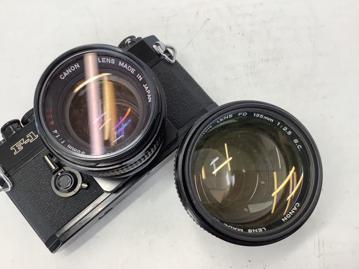 ジャンク/返品不可 Canon F-1 50mm F1.4 S.S.C. + FD 135mm F2.5 S.C.