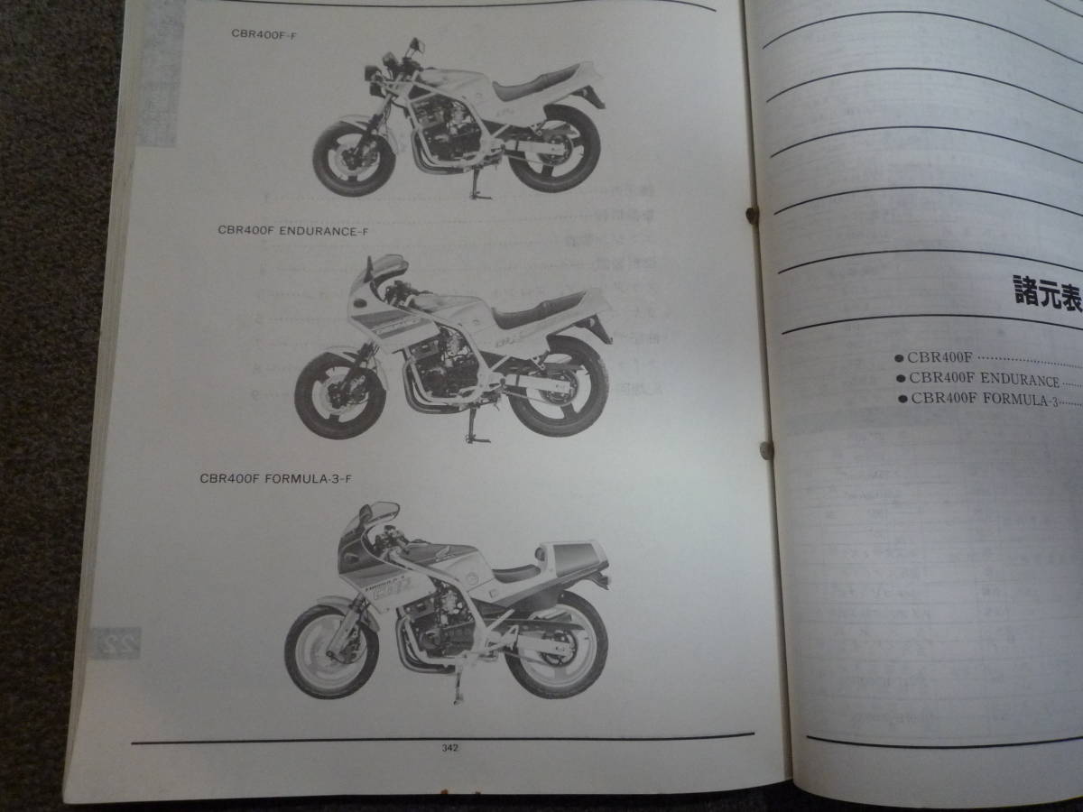 CBR400F サービスマニュアル 整備書 エンデュランス フォーミュラ F3