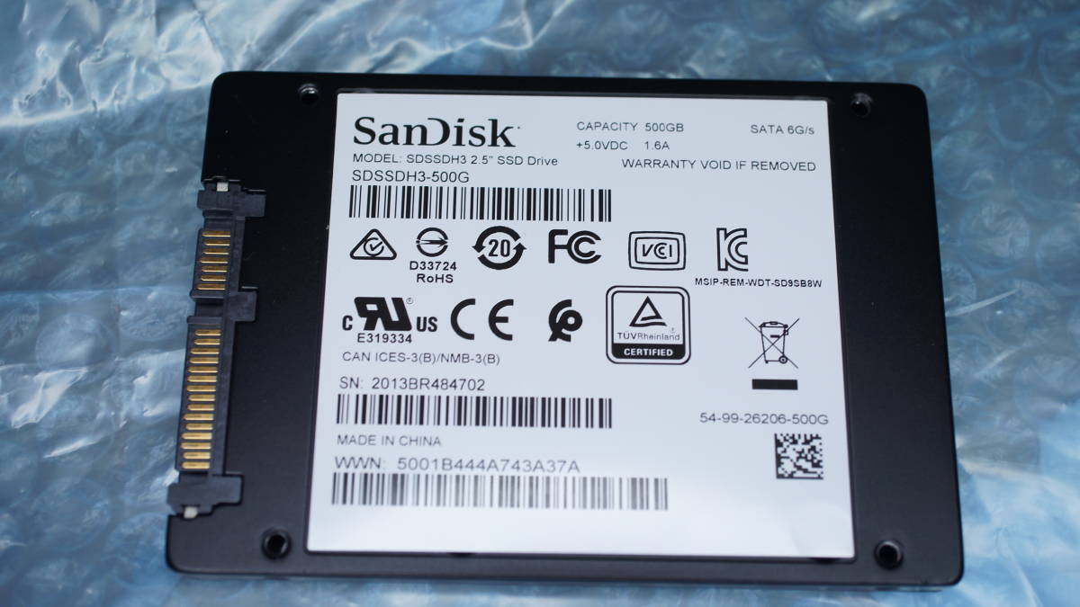 品質保証，お買い得】 【Sandisk製SSD・500GB・273回/1828時間】サン 