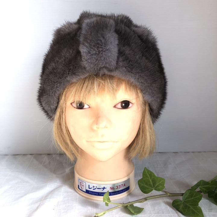 コペンハーゲン　毛皮帽子　ファー帽子 新品コペンハーゲンファーバーガンディハットミンク帽子L