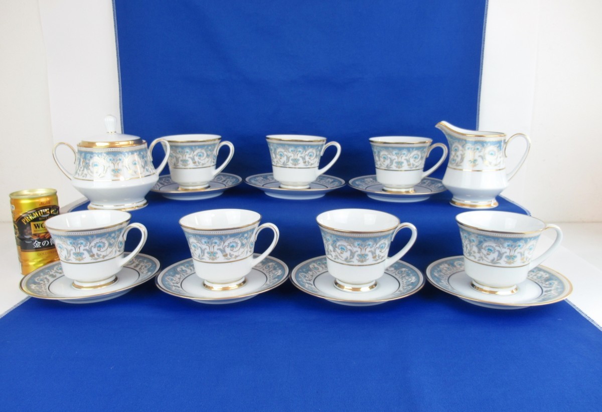 Noritake ノリタケ ポロネーズ 金彩ブルー カップ&ソーサー6客