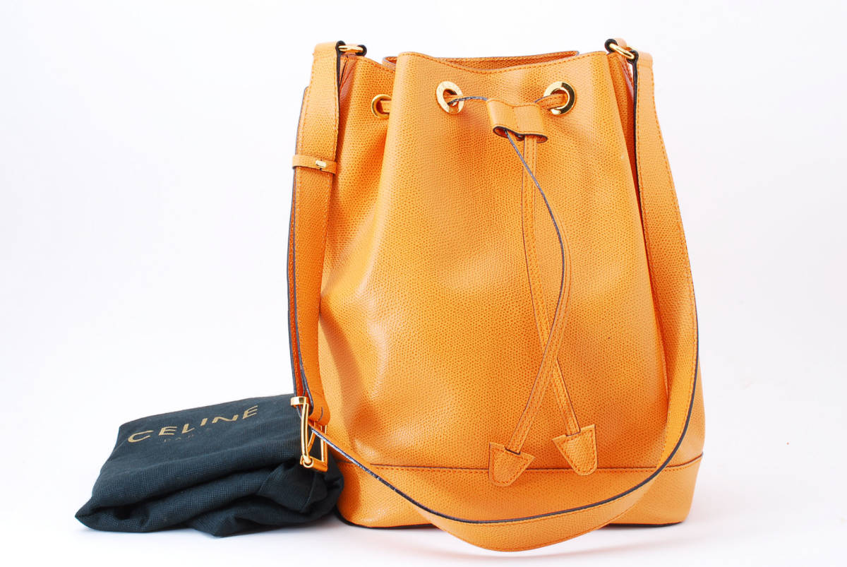 1円スタート】美品 ヴィンテージ CELINE セリーヌ レザー サークルロゴ 