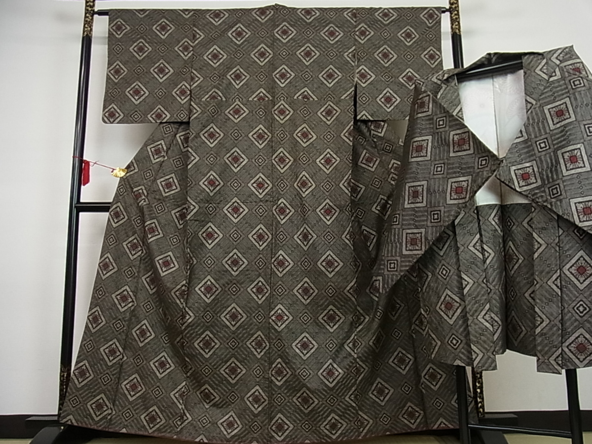 本場大島紬 龍郷絣 秋名バラ 平和屋着物○男性 西郷絣 tx2399 着物