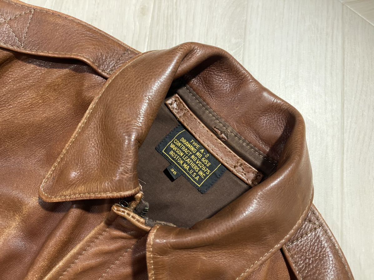 希少品 36 VANSON TYPE A-2 TALON バンソン レザージャケット ブラウン 