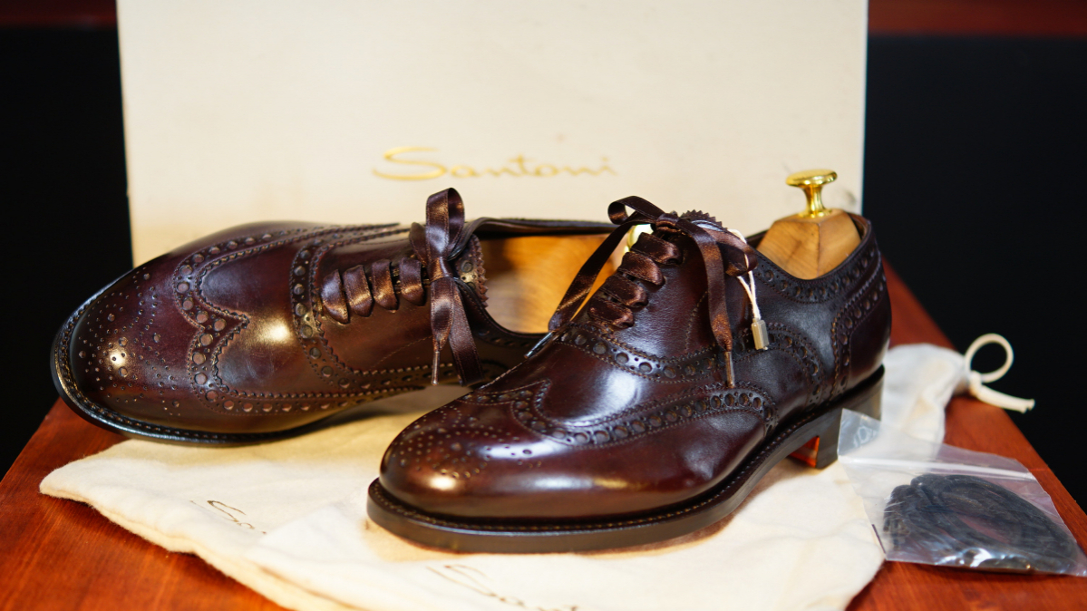 人気定番，新品 サントーニ SANTONI UK5 24㎝相当 ダークブラウン フルブローグ リボン紐 レザーソール イタリア 箱袋替ひも付き(24.0cm以下)｜売買されたオークション情報、yahooの商品情報をアーカイブ公開 - オ 24.0cm以下