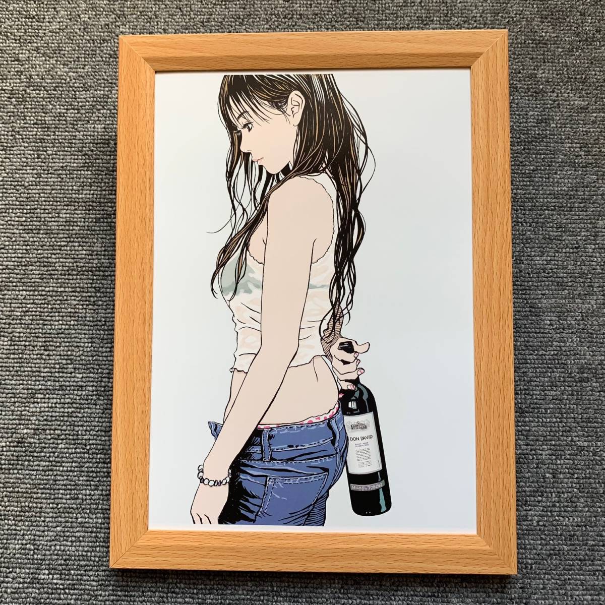 楽ギフ 包装 0 額装品 江口寿史 イラスト 額入り ポスター風 B5 ワイン 美人 Grupoconcordia Com